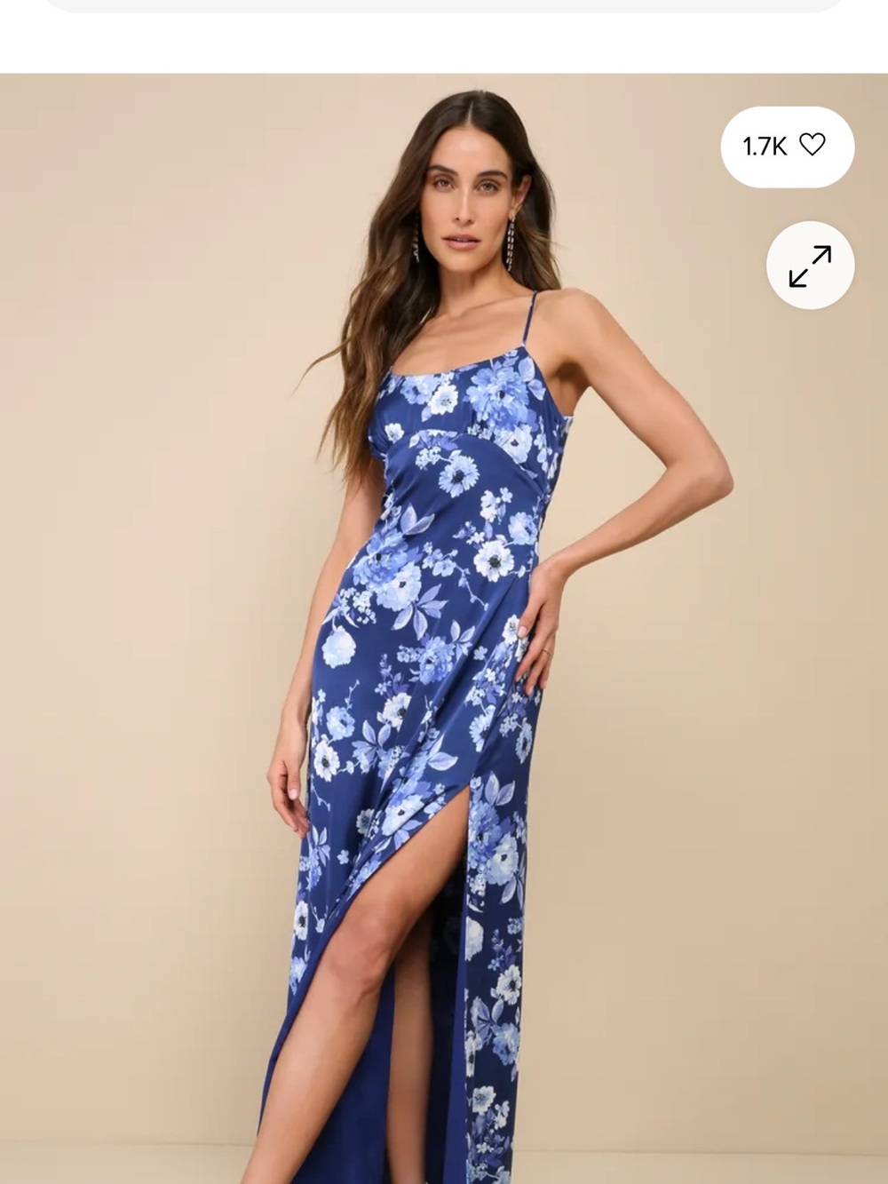 Lulus Blue Floral Slip Maxi Dress